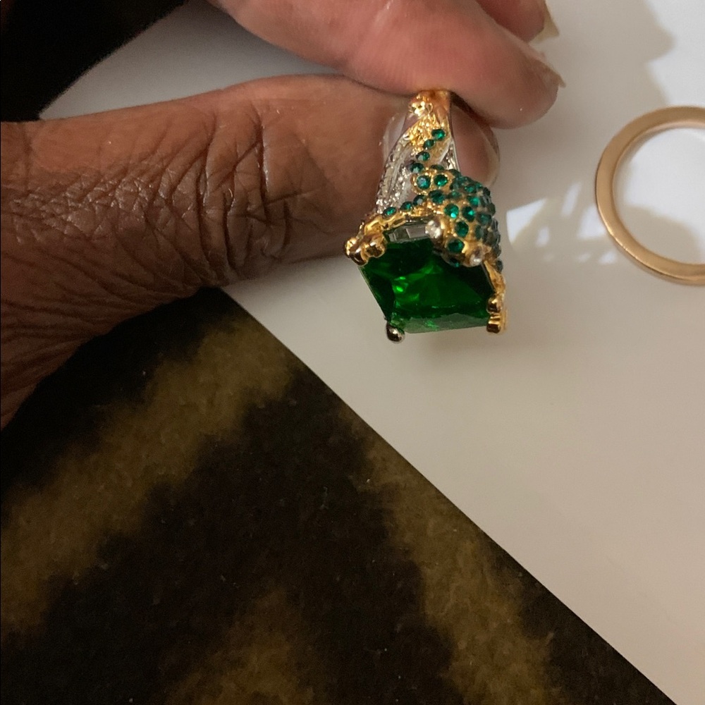 Frog Shaped Large Emerald Green Statement Ring Si… - image 5